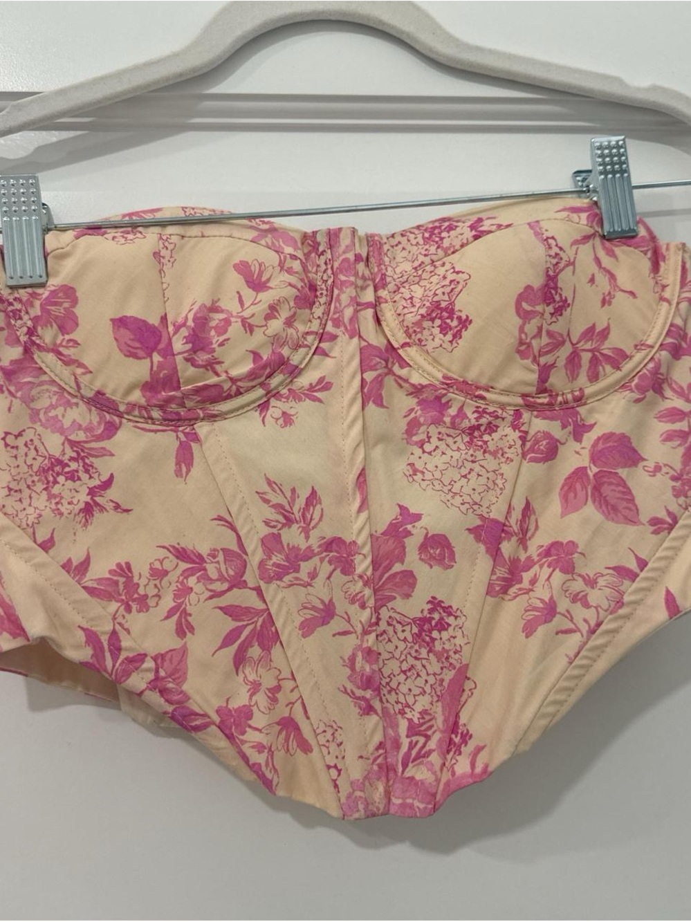Olivaceous Pink Floral Strapless Corset Top